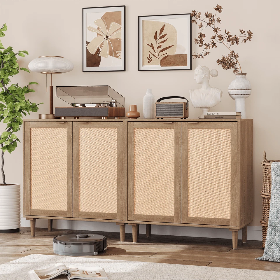 Aparador Armario Buffet con 2 Puertas y Estantes Ajustables Gabinete TV Cafetera EE. UU. Foto 3 de 4