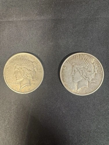 1922 And 1923 Morgan Peace Silver Dollar Coins