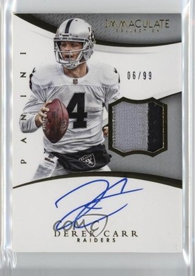 2015 Panini Immaculate Signature Patch 6/99 Derek Carr #ISP-DC Patch Auto 04ec