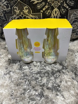 Sun Squad Stemless 11 oz Iridescent Acrylic Champagne Glasses 4 Pack