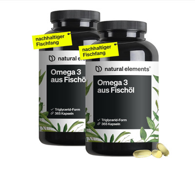 2 x natural elements Omega 3   2 x 365 Kapseln   2000mg Fischöl pro Tagesdosis