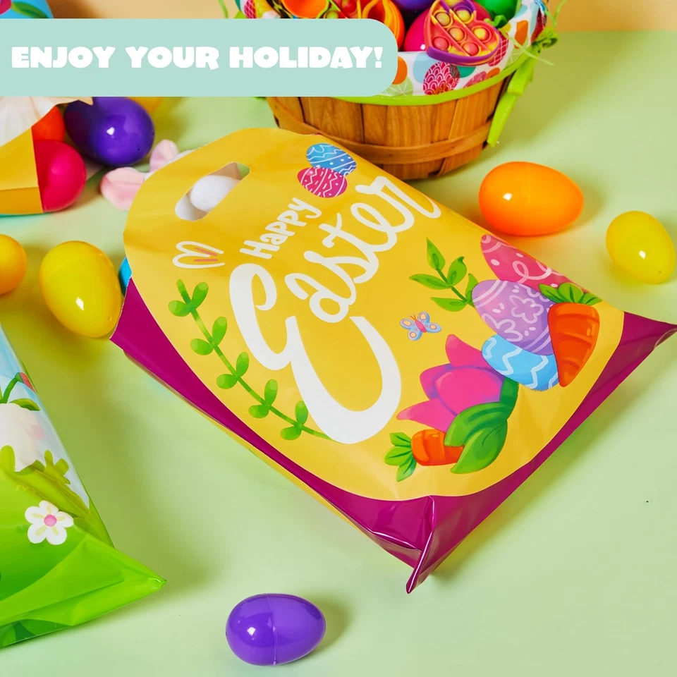 48 Pcs Easter Gift Bags 11.8x11.8 inch, Egg-Shaped, 6 Designs, Kids Party Favors - Изображение 4 из 4