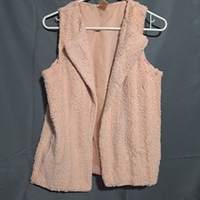 Faded Glory Girls XL 14-16 Blush Pink Faux Fur Vest Open Front Shaggy Waistcoat
