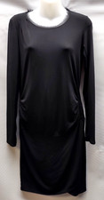 Simply Vera Vera Wang Black DRESS~SMALL~Long Sleeve~Shirred Neck & Waist~Stretch