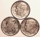 (3) Circulated Roosevelt Dimes - 1955D 1955P 1955S - Fine - #6016ATMD