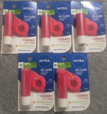 Nivea Cherry TintedAll-Day Nourishing Lip Care, 0.17oz - Pack of 5