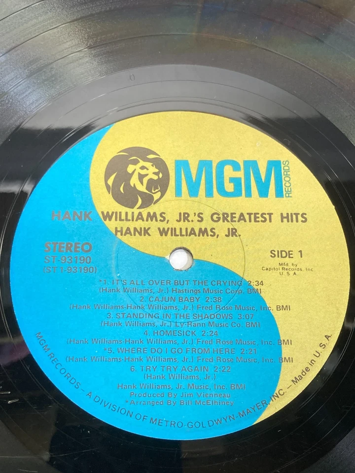 Hank Williams Jr Greatest Hits Vintage Vinyl LP 1969 MGM Record ST-93190 - Image 2 of 4
