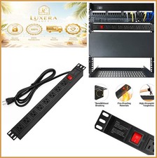 Rack Mount Power Strip Surge Protector 8 Outlet 19 Inch 1U 15A 125V 300J 6 Foot