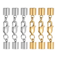 6Er Set 6Mm Lederkordel-Endkappen Mit Hummerfangverschluss FüR Silber/Gold