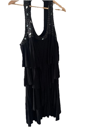 American Rag Cir Sleeveless Black Tiered Race Back Embellished Dress Plus Sz 1X - Picture 19 of 20