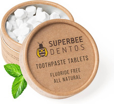 Superbee Dentos Toothpaste Tablets, 100 Tabs, Fluoride Free & Eco Friendly, Trav