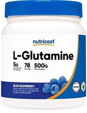 Nutricost L-Glutamine Powder 500G  Blue Raspberry 78 Servings Of 5g EXP 6/26 