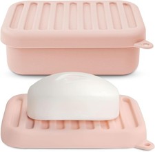 Superior Leak-Proof Silicone Travel Soap Case W/ Drainage Lid/Layer Compact Bar