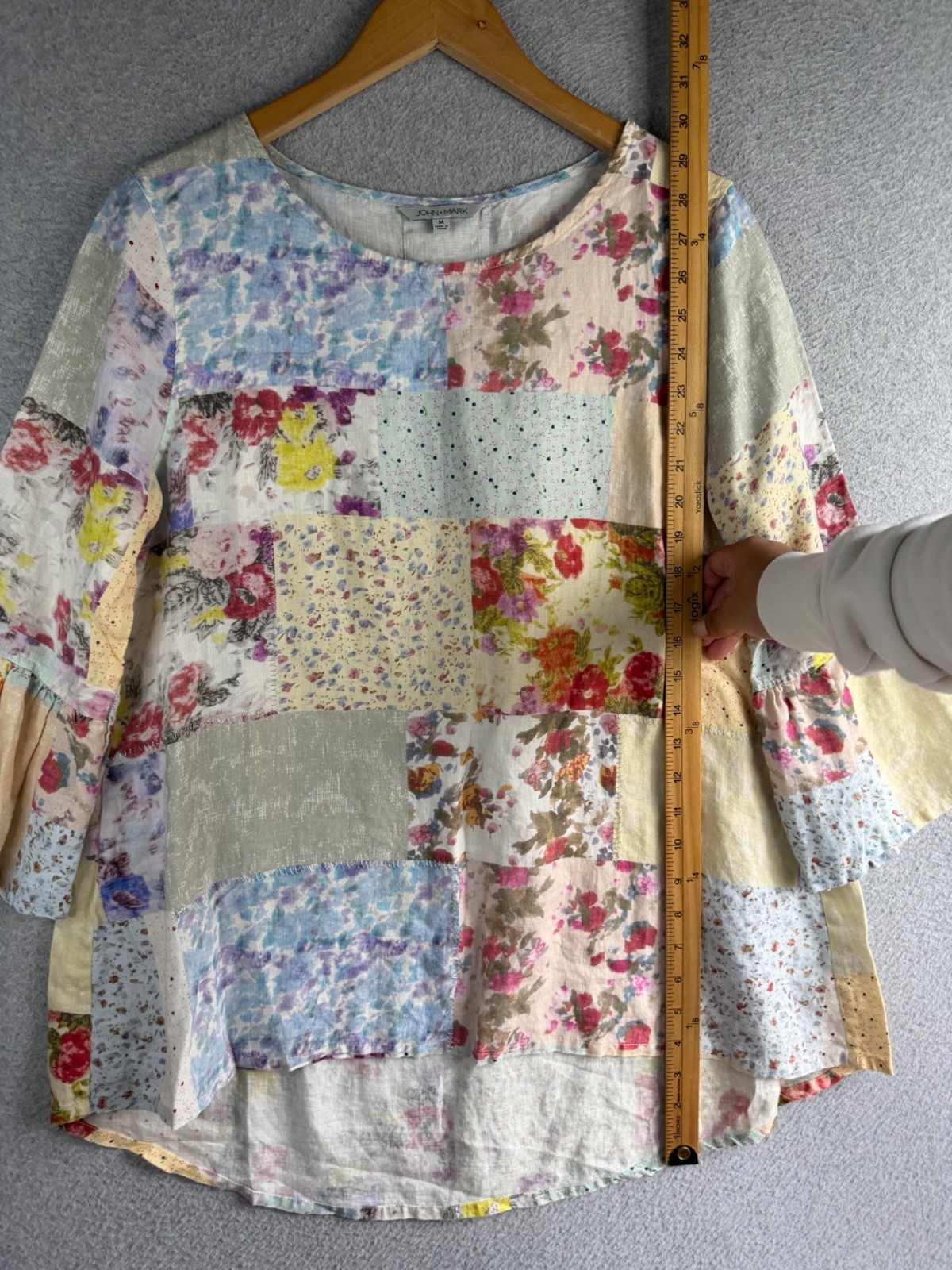 John Mark Blouse Womens Medium Patchwork Floral L… - image 2