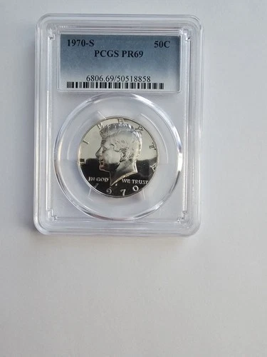 PR69 1970 S KENNEDY HALF DOLLAR GRADED PCGS 5OC  S MINT  40% AG CLAD COIN