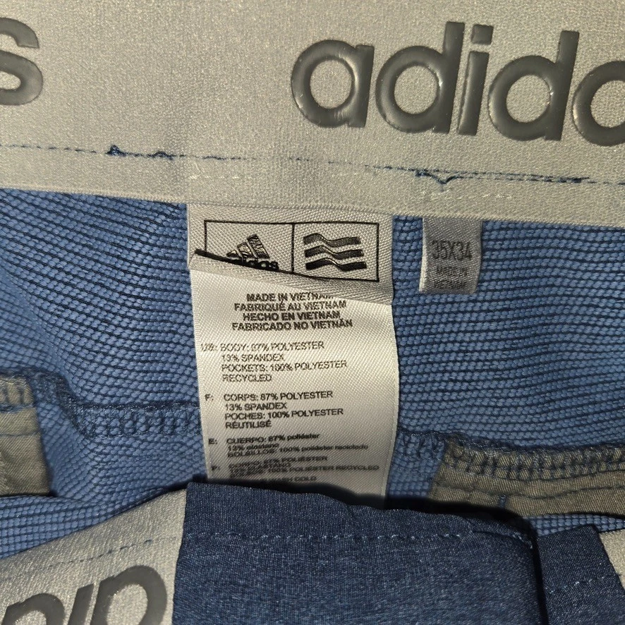 Calça de golfe Adidas Ultimate 365 masculina 35x34 desempenho aderência elástica cintura azul - Imagem 4 de 4