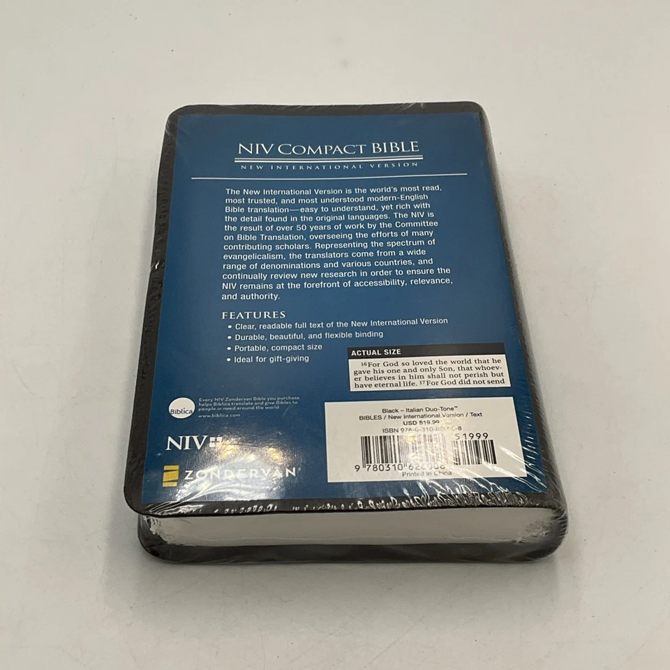 NIV Compact Holy Bible Brown Italian Duo-Tone Leathersoft Zondervan SEALED NEW - Image 2 of 2