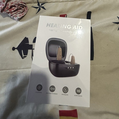 Rechargeable ITE Hearing Aid Set w/ Charging Case, Noise Control, Beige M2231