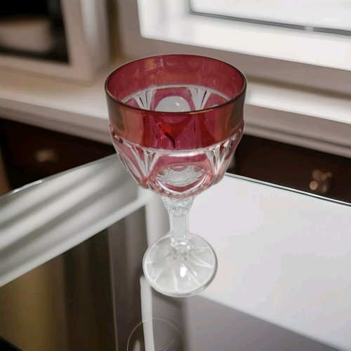 2 Ersatz Weinkelch Glas Napoleon Rubinrot Schliff Klar Kristall Cordial 7" - Bild 3 von 13