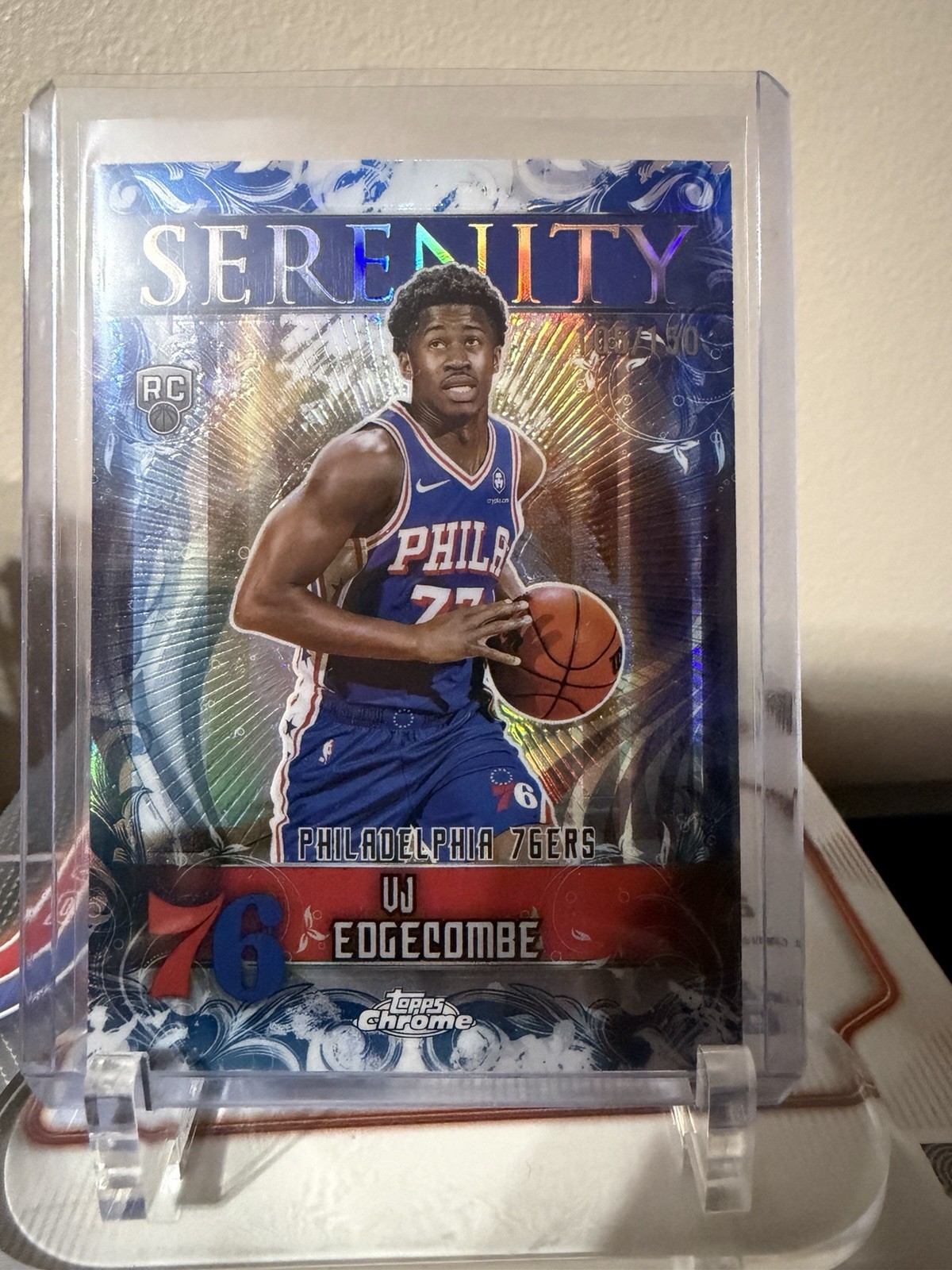 2025 Topps Chrome Serenity Refractor VJ Edgecombe RC BLUE /150