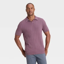 Men's Soft Knit Johnny Collar Polo Sweater - Goodfellow & Co Berry