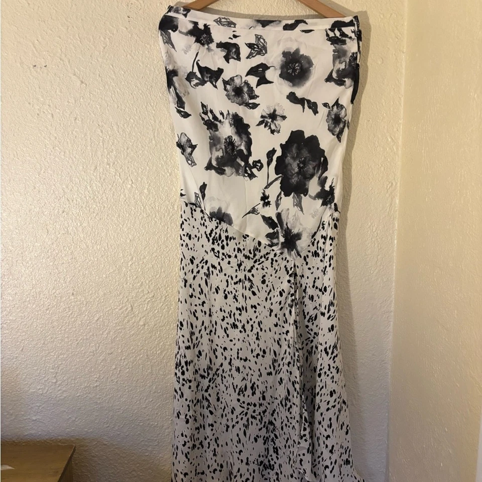 HAUTE HIPPIE silk mixed floral dot animal print maxi skirt slit Women M - Image 3 of 4