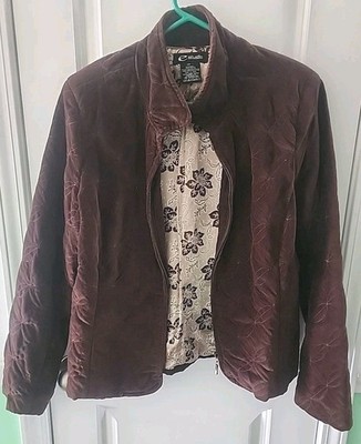 E Studio Womens Ladies Brown Winter Jacket Short Coat Size Large Zip Up 
