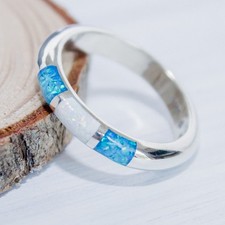 Navajo Family Ring White Opal and Blue Opal Native American Handmade ...