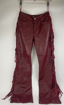MAXIMA Leather Fringe Pants Women's Small US SIze 2 EU Size 34 Western Cowgirl