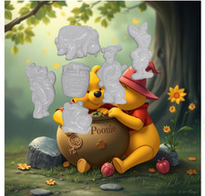 Honey-Loving Bear and Friends Silicone Inlay Set 6pc Resin Craft Nostalgic USA