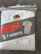 Fruit of the Loom Boys 5 Pack Cotton T-Shirt White M 10-12 Tag-Free Crewneck