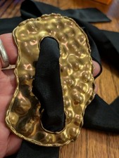 Brutalist Brass Ladies Sculptured Belt Buckle