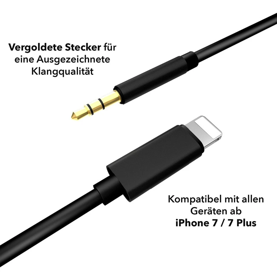 iPhone auf Aux Adapter Kabel 3,5mm Klinke Stecker für iPhone Aux kabel iPad iPod - Bild 2 von 4