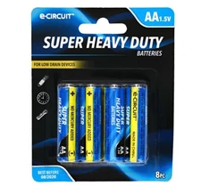AA Batteries - 8 Pack e-CIRCUIT Super Heavy Duty New