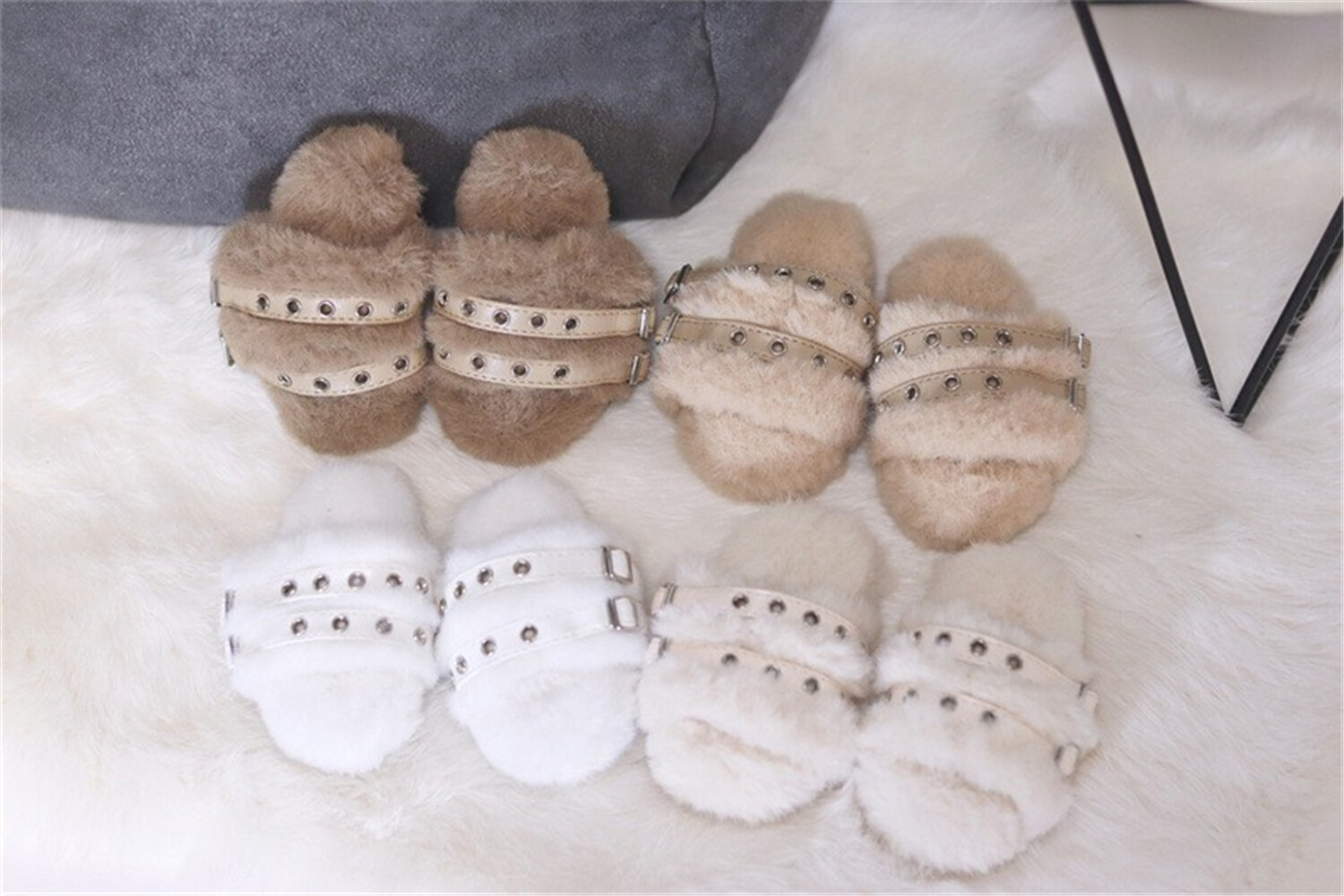 SAOLA Bambola BJD 1 4 1 3 scarpe solo pantofole pelose Fahion bianco marrone cremoso per SD MSD