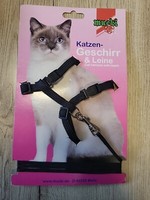 Katzengeschirr & Leine, Geschirr,Mucki,Katzengarnitur,Nylon,Schwarz,Neu 🐈‍⬛🐈