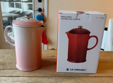 Le Creuset Stoneware 34 oz 1 Liter French Press Shell Pink NEW