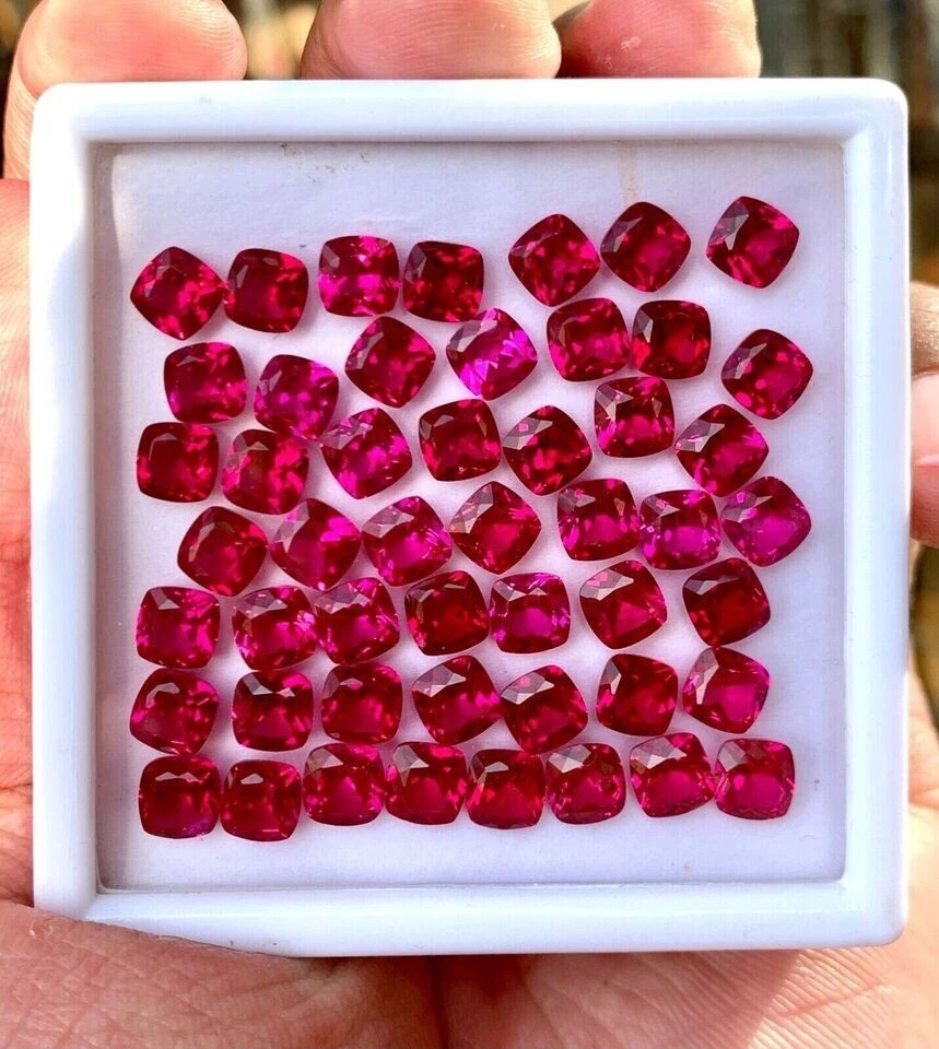 Natural Certified 250 Ct Burmese Red Ruby 24-27 Pcs Loose Cushion Gemstone Lot - Image 2 of 4