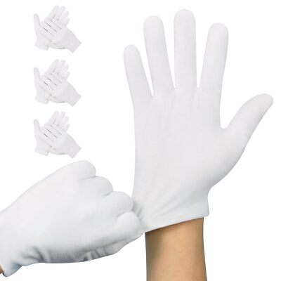 3 Pairs White Cotton Gloves For Dry Hands Sleeping Premium Cotton Gloves For