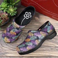 NIB Sanita Smart Step Pro Lisbon Leather Clog Slip Resistant Multicolor 39 8-8.5