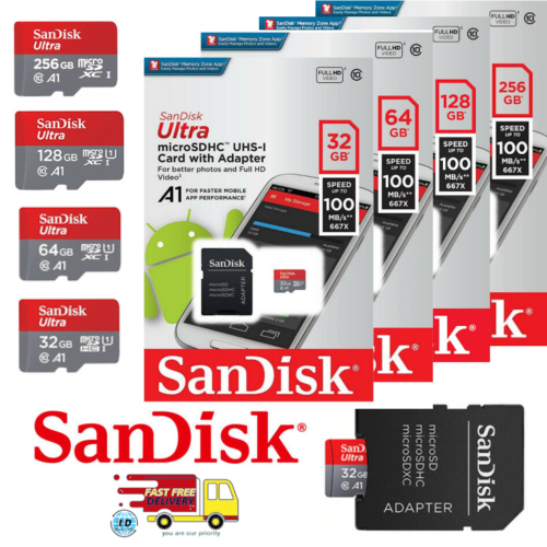 SANDISK ULTRA MICRO SD 16GB 32GB 64GB 128GB CLASS 10 SD SDHC MEMORY CARD ADAPTER - Afbeelding 1 van 5
