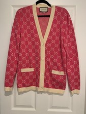 GUCCI WOMENS PINK MONOGRAM CARDIGAN SWEATER SIZE SMALL NEW W/O TAGS RARE
