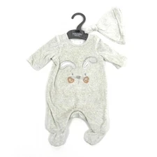 Ex Mothercare Baby Boys Beige Bunny Rabbit All In One Sleepsuit & Hat  3/6 Mths