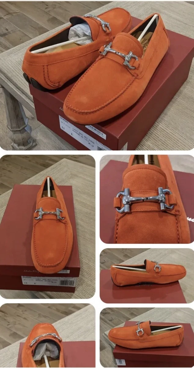 Salvatore Ferragamo Grazioso Gancini Loafers Orange Leather Size 10 Ferragamo Grazioso Leather Monk Shoes In Orange - 61% Off  main image 4