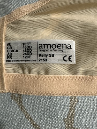 Amoena Mastectomy Kelly NWT 2153 Nude Embroidered Wireless Bra Sz 46DD - Picture 7 of 9