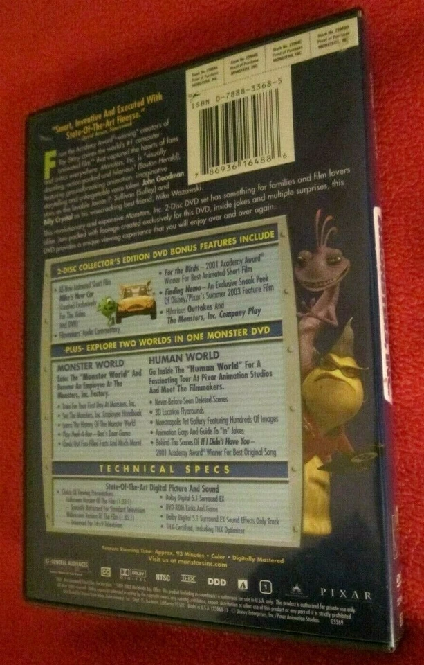 Monsters,Inc(DVD,2002,2-Disc Set,Collectors Edit.),Hot Wheels Car,87 Card Album  - Image 4 of 4