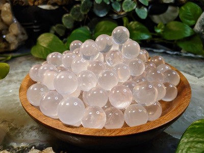 Mini Rose Quartz Star Spheres from Brazil for Crystal Healing / Meditation