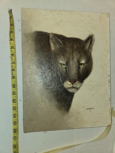 black panther Painting unFramed Wall Art Retro 11”x16”Signed Cooper - Picture 2 of 6