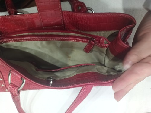 Faux Alligator Skin Shoulder Bag Purse Red Nine West - Picture 10 of 14