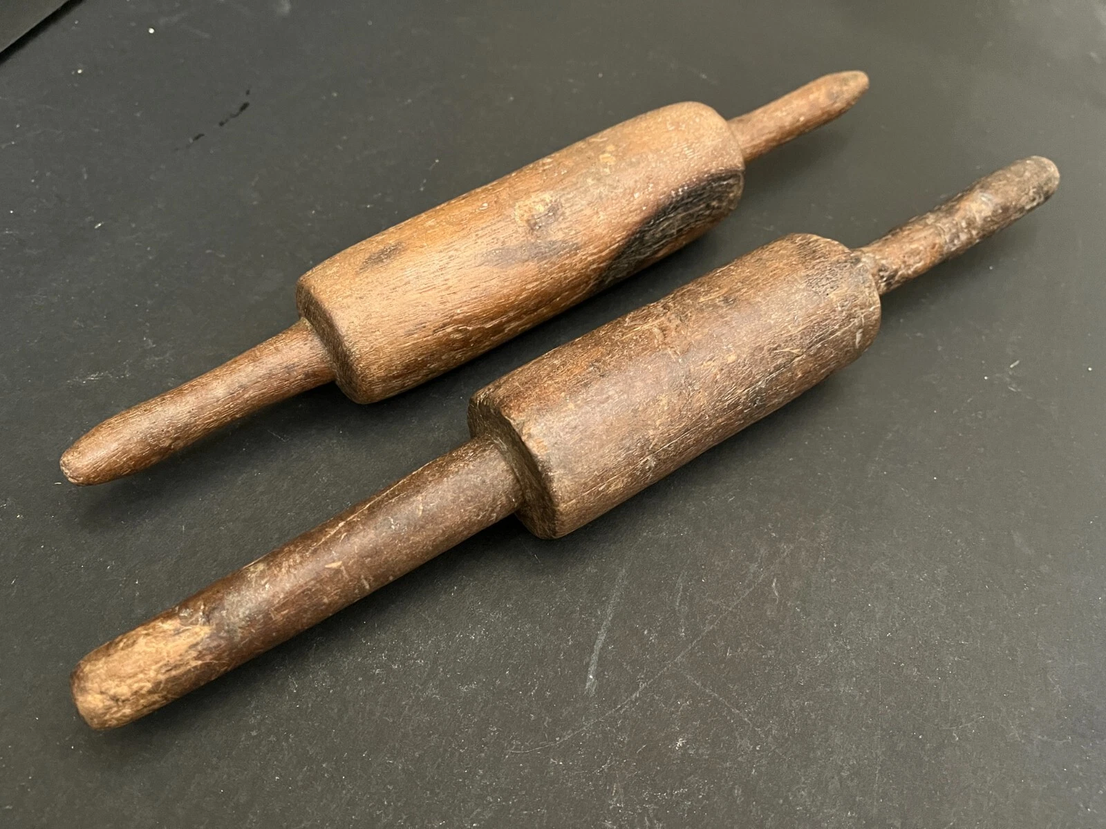 OLD VINTAGE RARE HANDMADE CHAPATI / BREAD ROLLING WOODEN PIN / BELAN 2 PIECES
